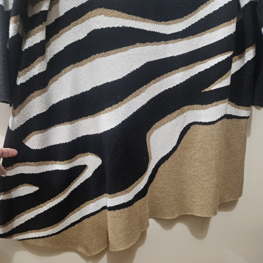 Chico's Animal Print Stripe Soft Stretch Office Casual Sweater Size 2/Large - Picture 6 of 14